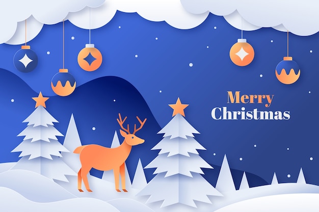 Fondo de temporada de navidad de estilo papel