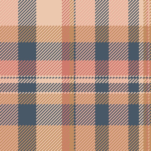 Fondo textil vectorial de tela tartan con patrón con una textura sin costuras a cuadros en colores naranja y pastel