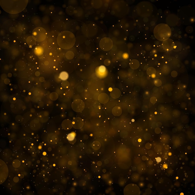 Vector fondo de textura brillo de oro negro para navidad partículas de polvo mágico espumoso efecto bokeh