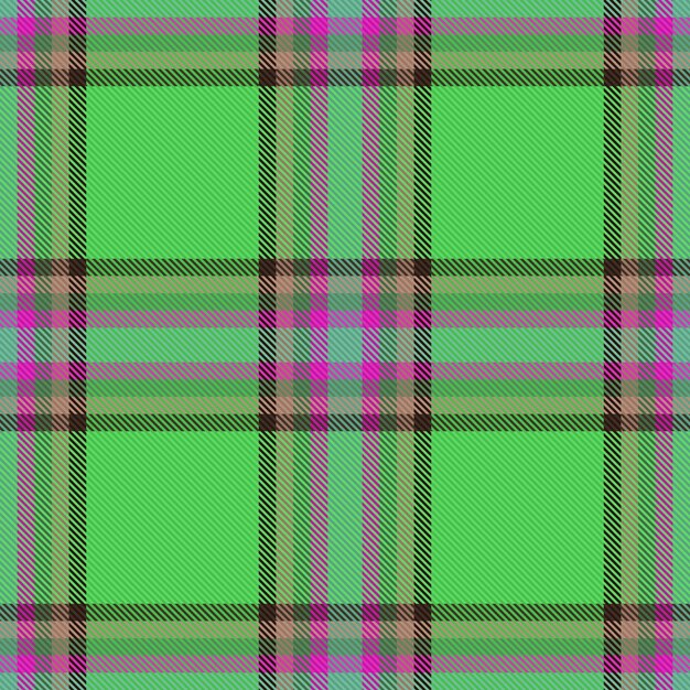 Fondo de textura de cuadros textiles a cuadros con un tejido de tartán vectorial sin costuras en colores verde y violeta