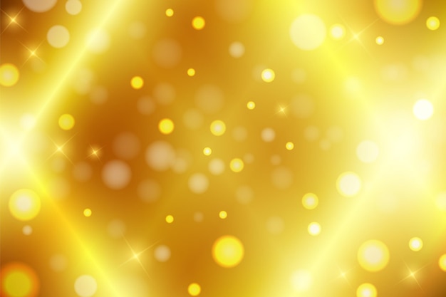 Fondo de textura de espejo Folio de metal dorado telón de fondo brillante de cromo con chispas de reflexión y bokeh Ilustración de gradiente abstracto vectorial