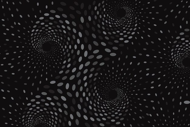 Fondo de textura en espiral de puntos digitales en blanco y negro de onda de medio tono