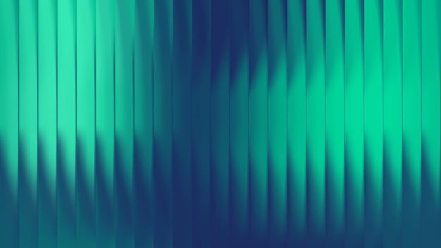 Fondo de textura de fibra verde de vidrio con patrón de gradiente estriado vertical y líneas 3D abstractas en