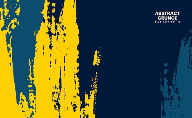 Fondo de textura grunge de trazos de pincel amarillo y azul oscuro. ilustración de vector de estilo deportivo