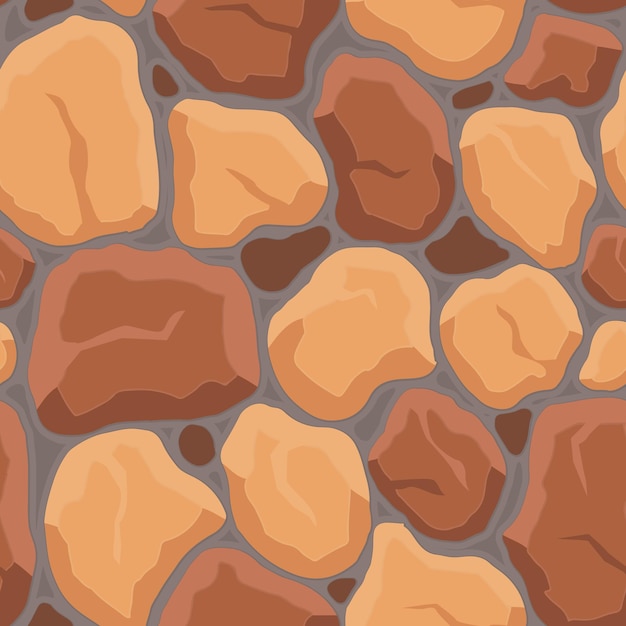 Fondo de textura de juego de dibujos animados rocas suciedad y superficie de tierra de patrones sin fisuras