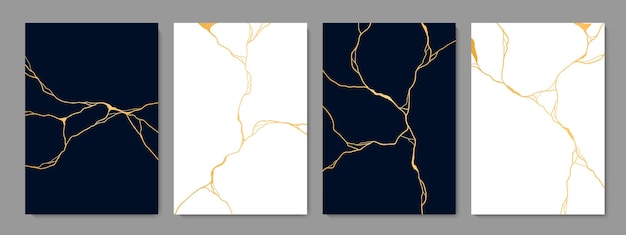 Vector el fondo de la textura de mármol con grietas doradas de kintsugi