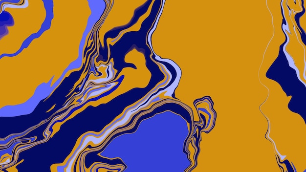 Vector fondo con textura de mármol pintura abstracta mezcla manchas pintura líquida amarilla y azul que fluyen