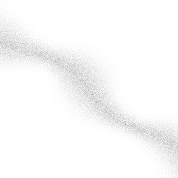 Fondo de textura de onda de grano. Forma ondulada de puntos de ruido negro. Patrón de dotwork de ruido de curva.