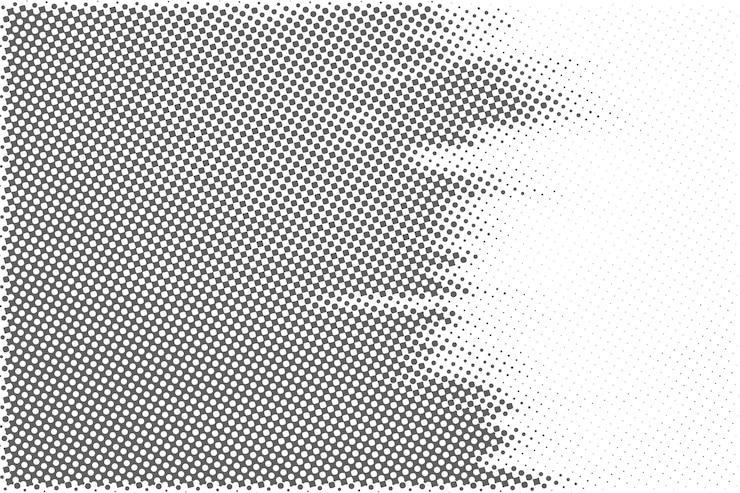 Vector fondo de textura de patrón de medio tono negro y blanco