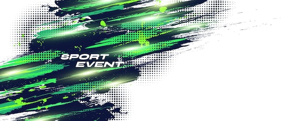Fondo de textura de pincel azul y verde abstracto con efectos de luz de medio tono y brillantes Fondo deportivo con elementos de rascado y textura de estilo grunge para el diseño