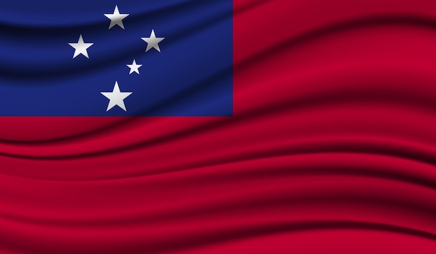 Fondo de textura de satén de seda ondeando la bandera de samoa