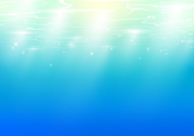 Fondo de textura de superficie submarina con rayos de sol en la ola y destellos Ilustración vectorial