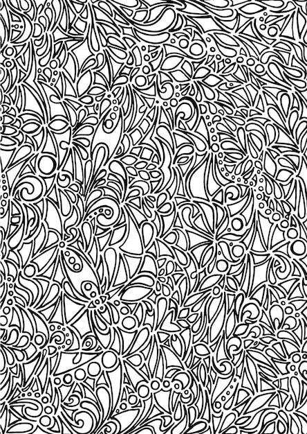 Fondo de textura de vector monocromo blanco y negro de Doodle