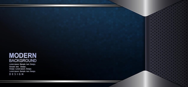 Fondo textural azul oscuro con marco gris mosaico y flechas en un tono metálico