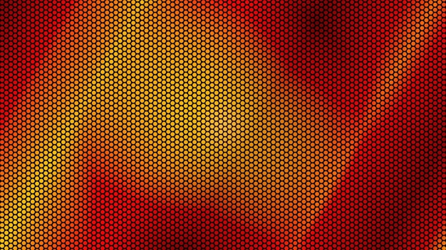 Fondo texturizado de malla en forma de panal sobre fondo degradado con colores rojo y amarillo