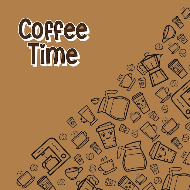 Fondo de tiempo de café con patrón de bebidas.