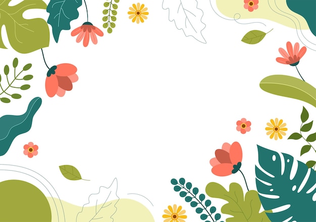 Fondo de tiempo de primavera con temporada de flores y plantas para promociones, revistas, publicidad o sitios web. Ilustración de Vector plano de naturaleza