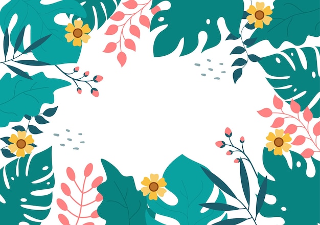 Fondo de tiempo de primavera con temporada de flores y plantas para promociones, revistas, publicidad o sitios web. ilustración de vector plano de naturaleza