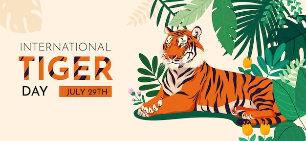 Fondo de tigre plano dibujado a mano
