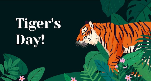 Fondo de tigre plano dibujado a mano