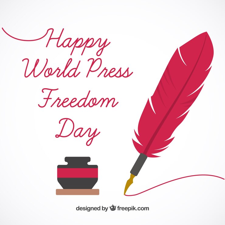 Vector fondo con tintero y pluma del día mundial de la libertad de prensa