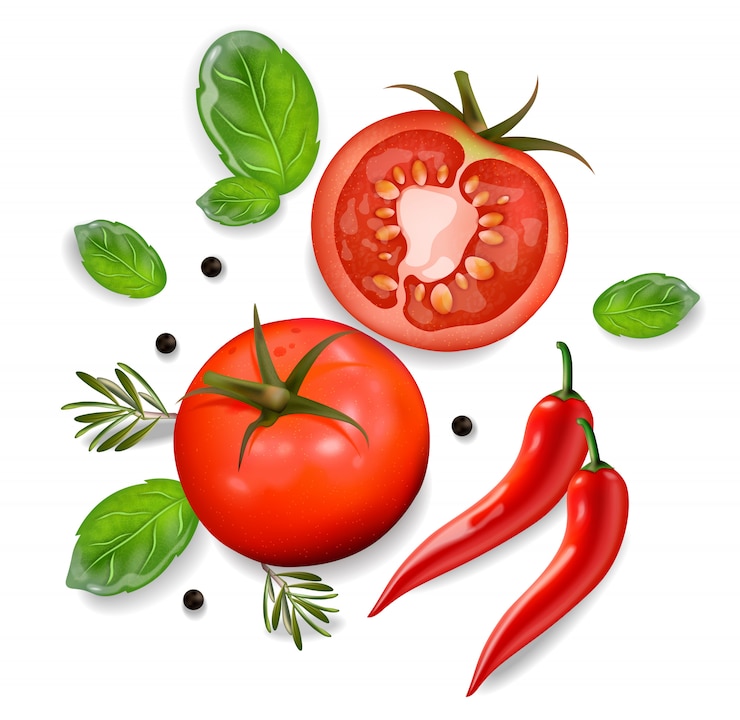 Vector fondo de tomate y chile