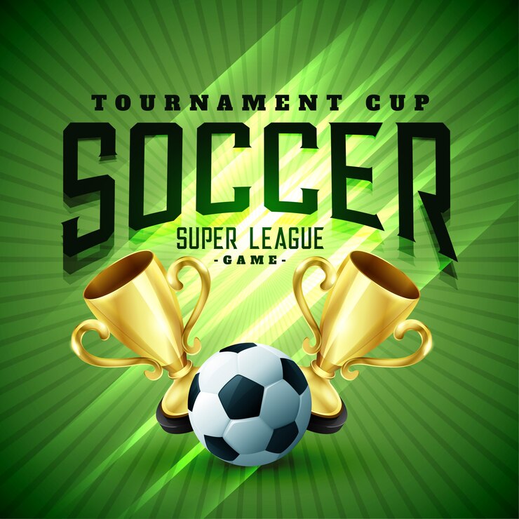 Vector fondo de torneo de fútbol impresionante con trofeo de oro