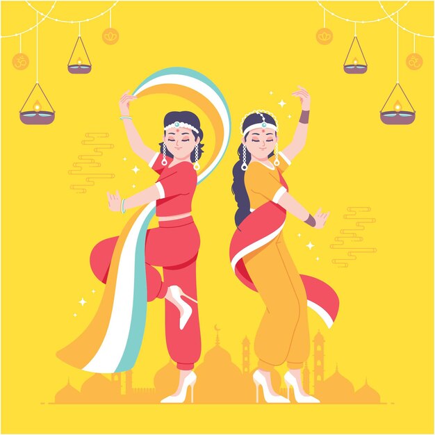 fondo tradicional indio del ejemplo del baile de la muchacha