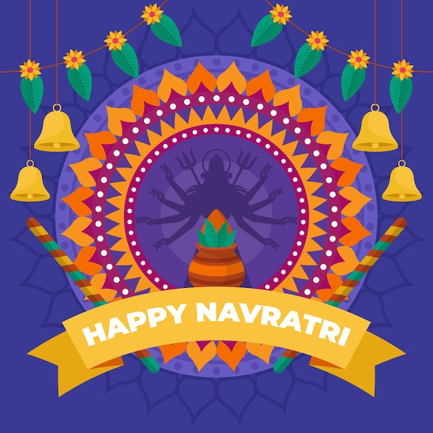 Fondo tradicional navratri de diseño plano