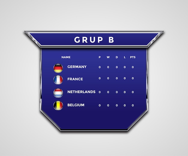 Fondo de transmisión del campeonato de fútbol con mesa de grupo de fútbol