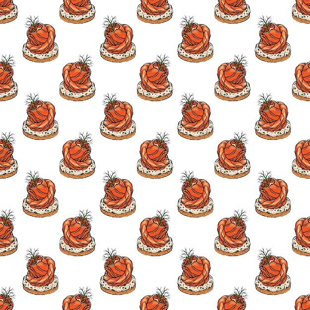 Fondo transparente de apetitosos canapés. ilustración dibujada a mano