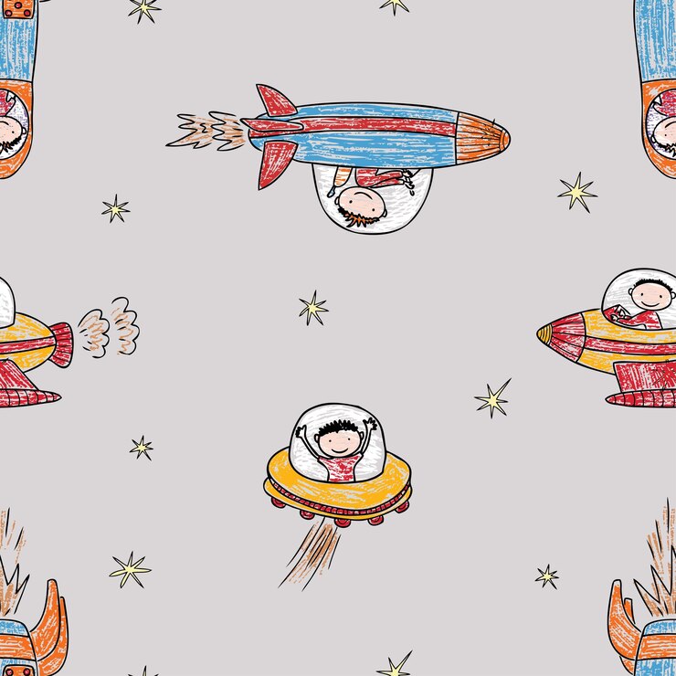 Fondo transparente de astronautas dibujados de dibujos animados en el espacio