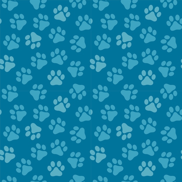 Fondo transparente azul, huellas de patas de gato y perro