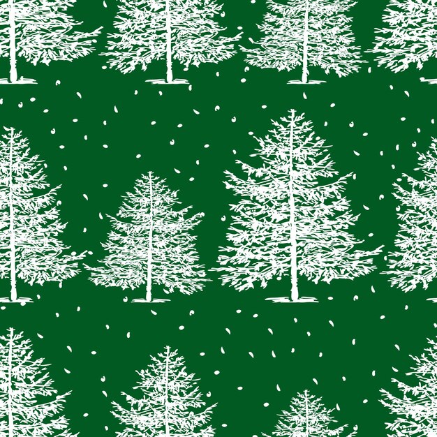 Fondo transparente de bocetos de árboles de navidad congelados en nevadas