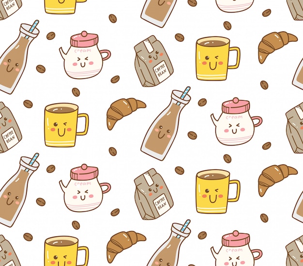 Vector fondo transparente de cafetería kawaii