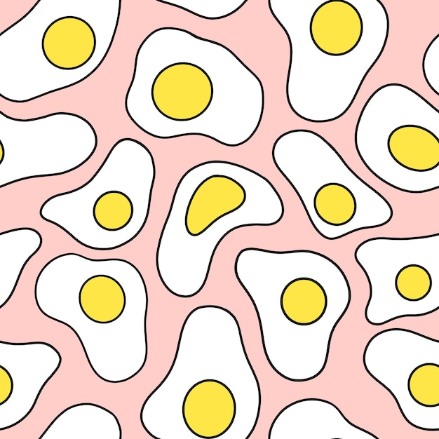 Fondo transparente de colores con huevos revueltos handdrawn para el desayuno