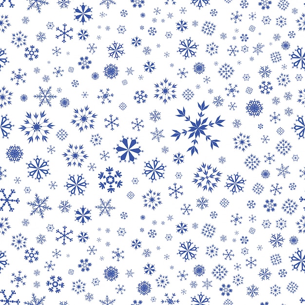 Fondo transparente de copos de nieve azul