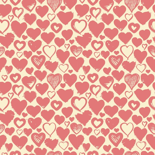 Fondo transparente de corazones estilizados dibujados a mano