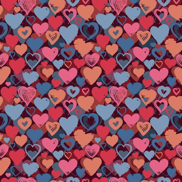 Fondo transparente de corazones estilizados dibujados a mano