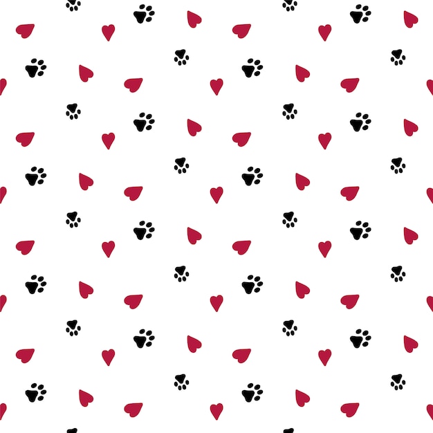 Fondo transparente con corazones y huella de perro.