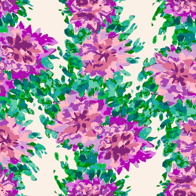 Fondo transparente de dibujos en acuarela de flores rosadas abstractas con hojas verdes