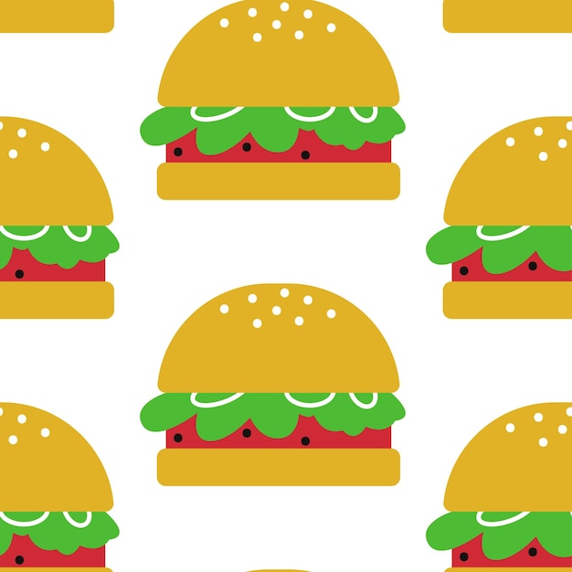 Fondo transparente de dibujos animados de vector de hamburguesa para embalaje de papel tapiz y telón de fondo