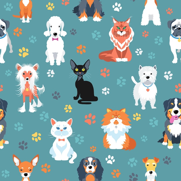 Fondo transparente con diseño plano de perros y gatos