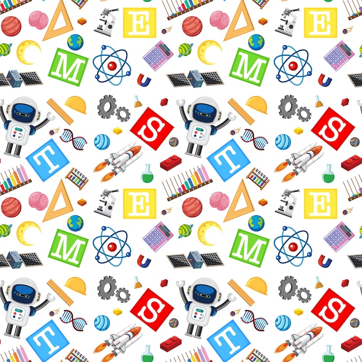 Vector fondo transparente de educación stem colorido