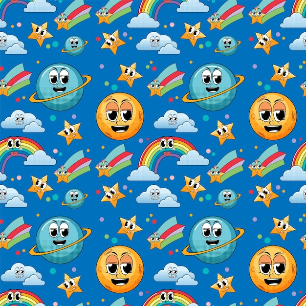 Fondo transparente con estrellas y arco iris