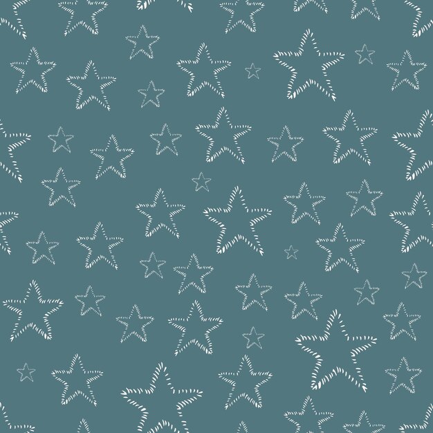 Fondo transparente de estrellas de doodle. Estrellas dibujadas a mano blanca sobre fondo oscuro. Ilustración vectorial
