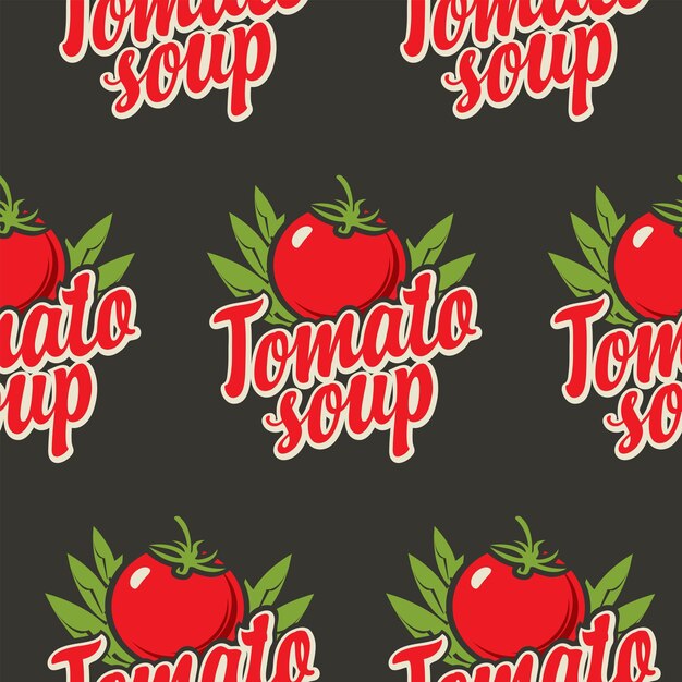 Fondo transparente con etiquetas para sopa de tomate.