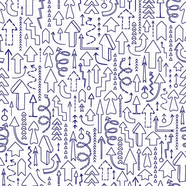 Fondo transparente de flechas dibujadas a mano con pluma.