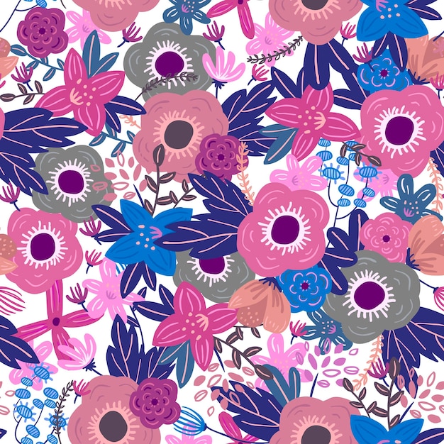 Fondo transparente floral colorido en estilo doodle