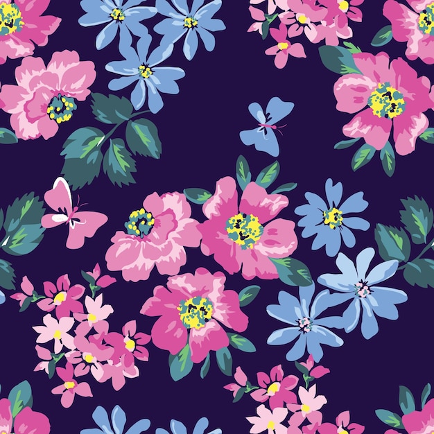 Fondo transparente floral para estampados de moda. Impresión ditsy.